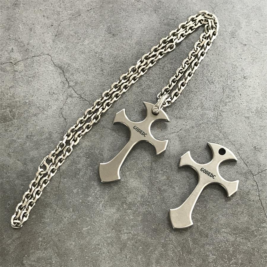 GODEDC Titanium Cross Knuckle Necklace Decoration Pendant EDC