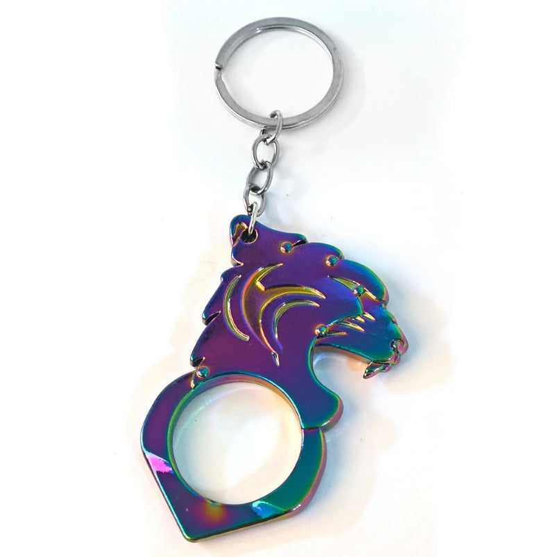 Multiple Colors Tiger Head One Finger Knuckle Key Ring Pendant