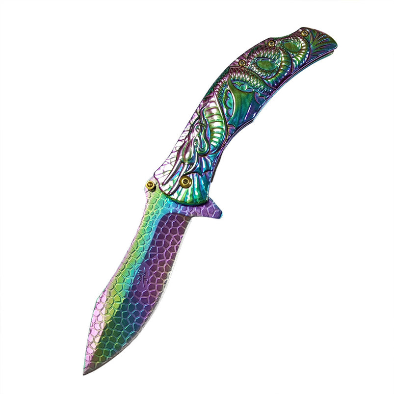 Dark Dragon Stainless Steel Folding Knife Portable Defense EDC