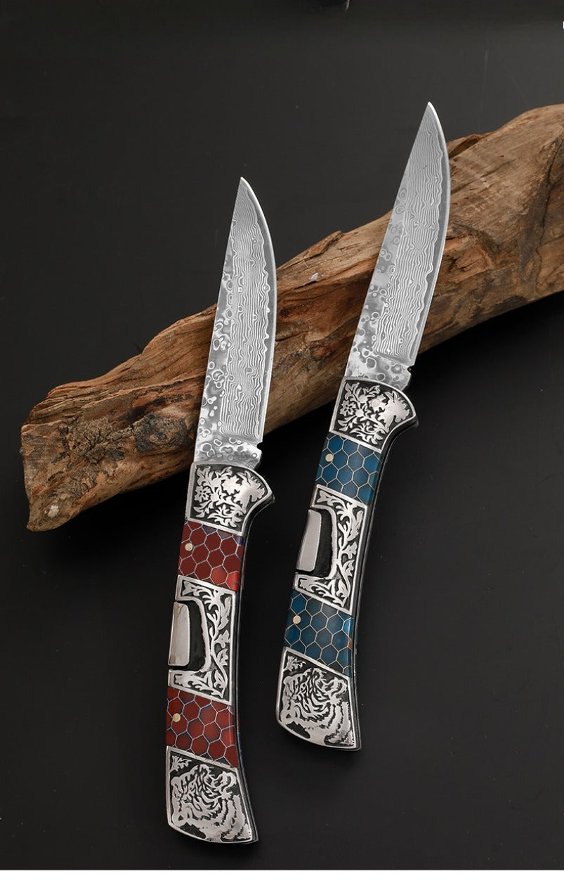 High Quality Damascus Steel Folding Knife Outdoor Safety-defend EDC