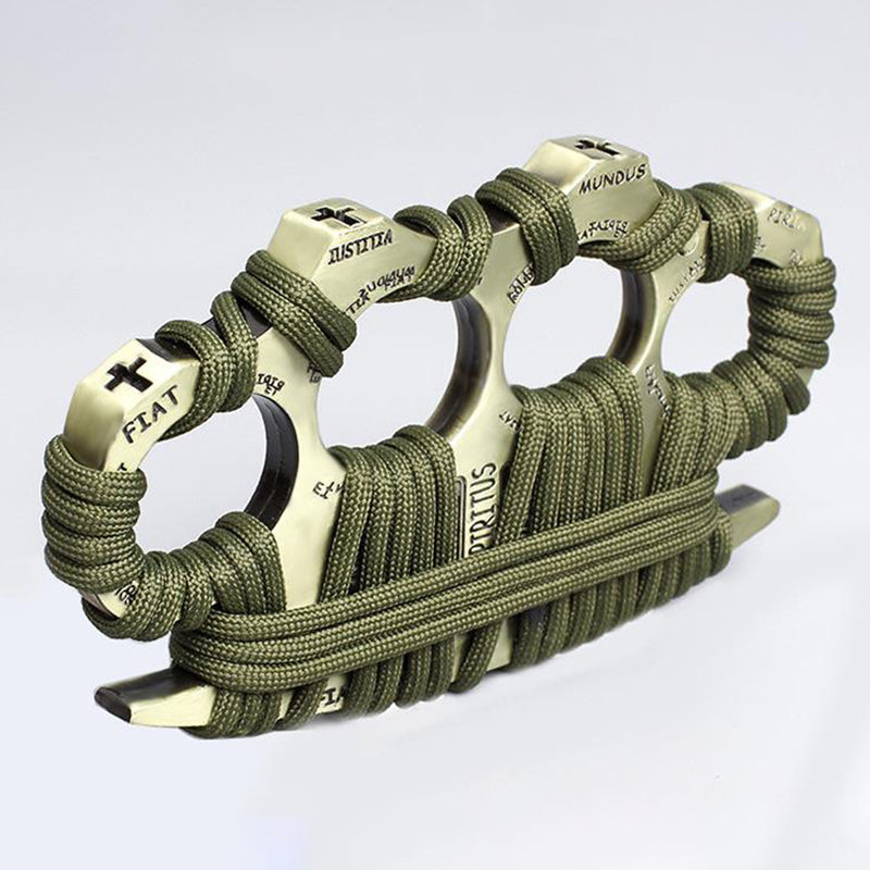 Warrior-With Rope Thickened Brass Knuckle Duster Self Defense