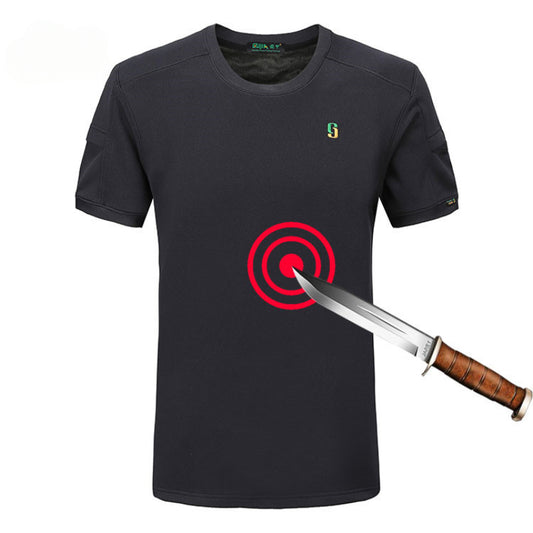 Black Fashion Lightweight Stab-Resistant Tactical Shirt for Self-Protection Safety