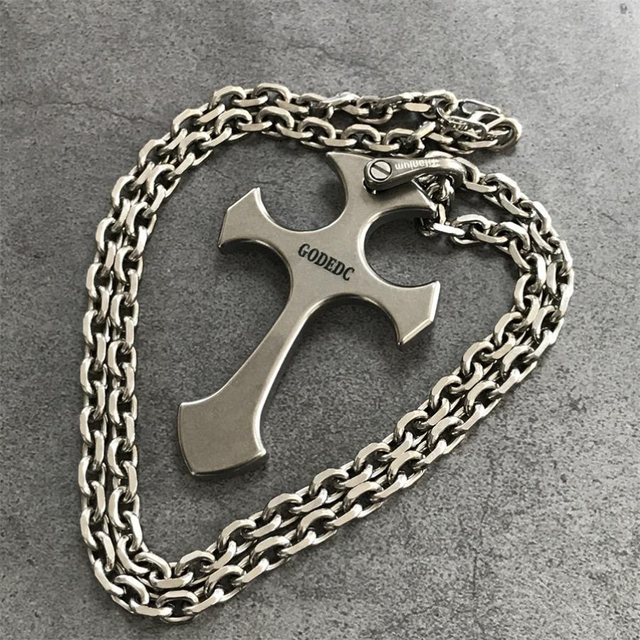 GODEDC Titanium Cross Knuckle Necklace Decoration Pendant EDC