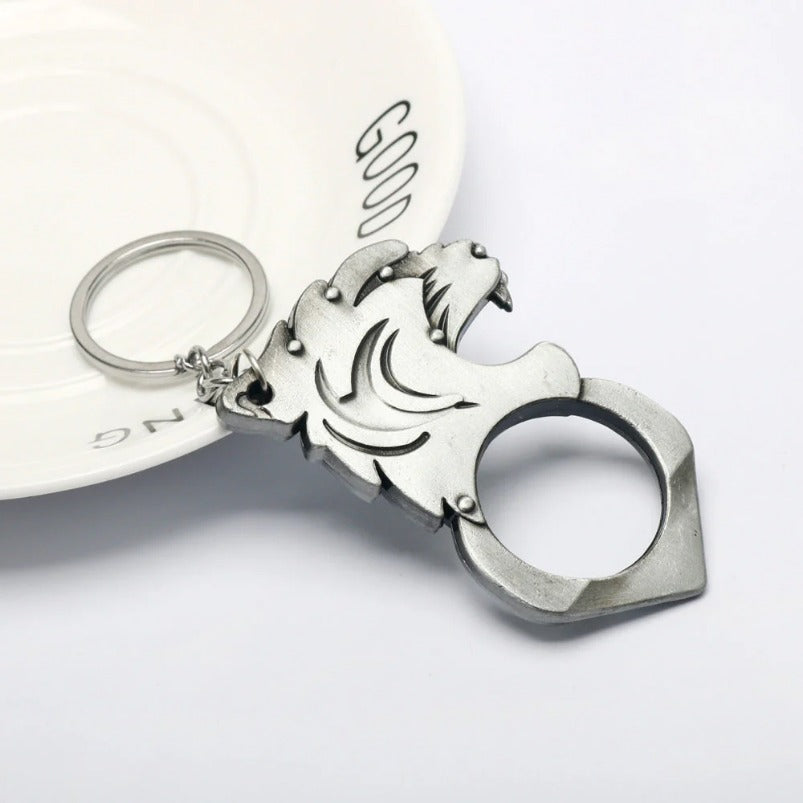 Multiple Colors Tiger Head One Finger Knuckle Key Ring Pendant