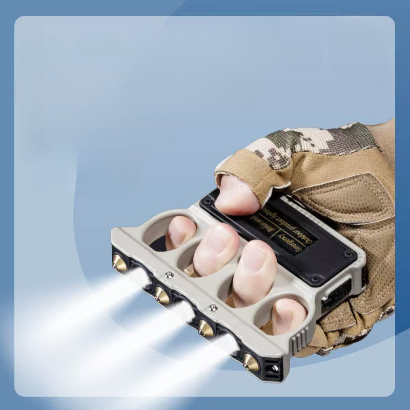 Zinc Alloy Knuckle Duster Flashlight Safety Hammer EDC