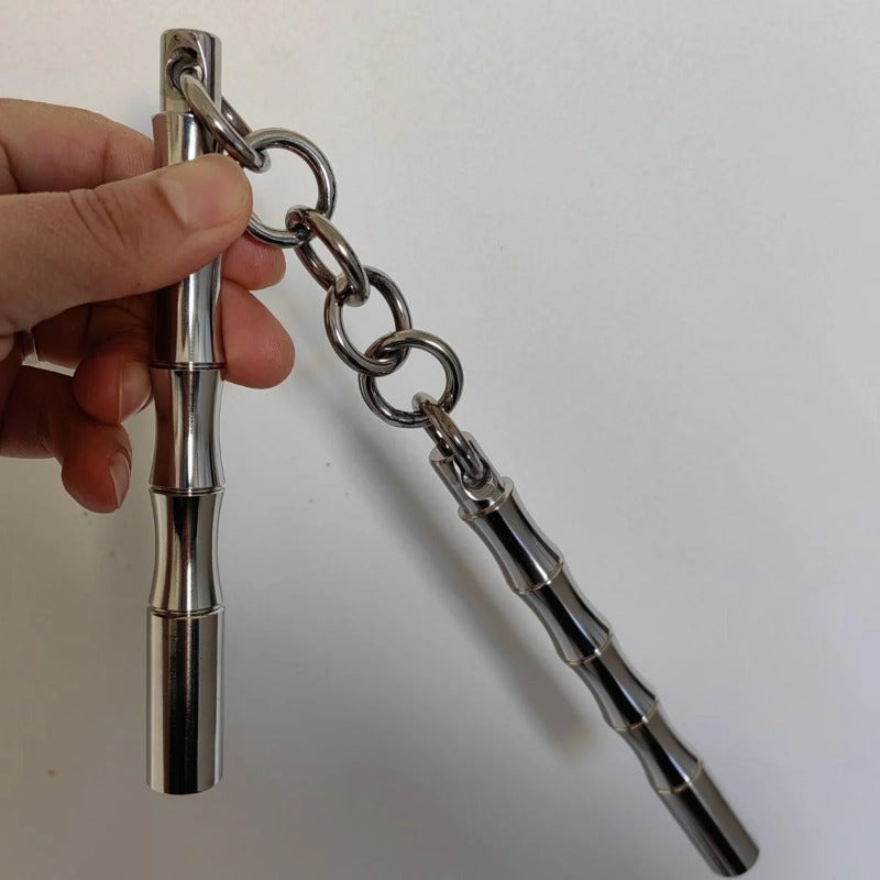 Pratica di difesa portatile con doppio bastone in acciaio solido mini