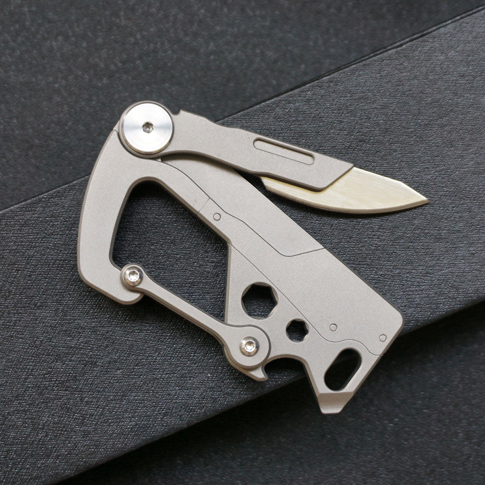 Titanium Multi-Tool Keychain Knife Bottle Wrench Opener