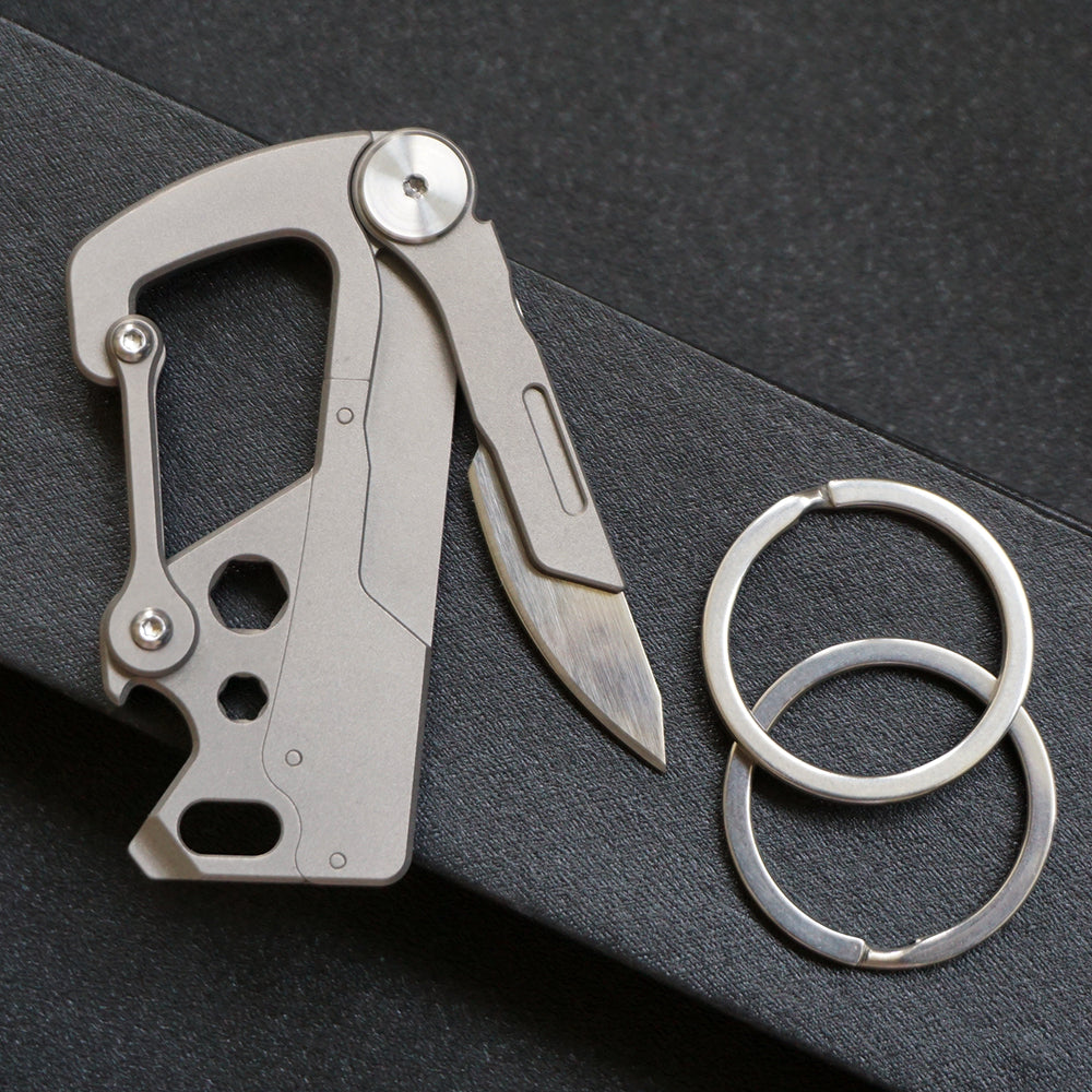 Titanium Multi-Tool Keychain Knife Bottle Wrench Opener