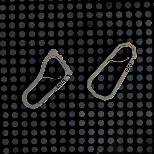 Titanium Springy Footprint Keyring Waist Clip