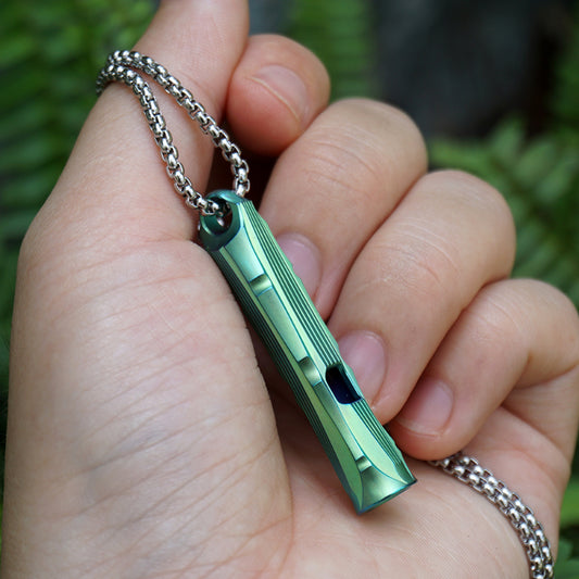 Green Bamboo Titanium Alloy Single Tube Whistle Camping Survival Whistle