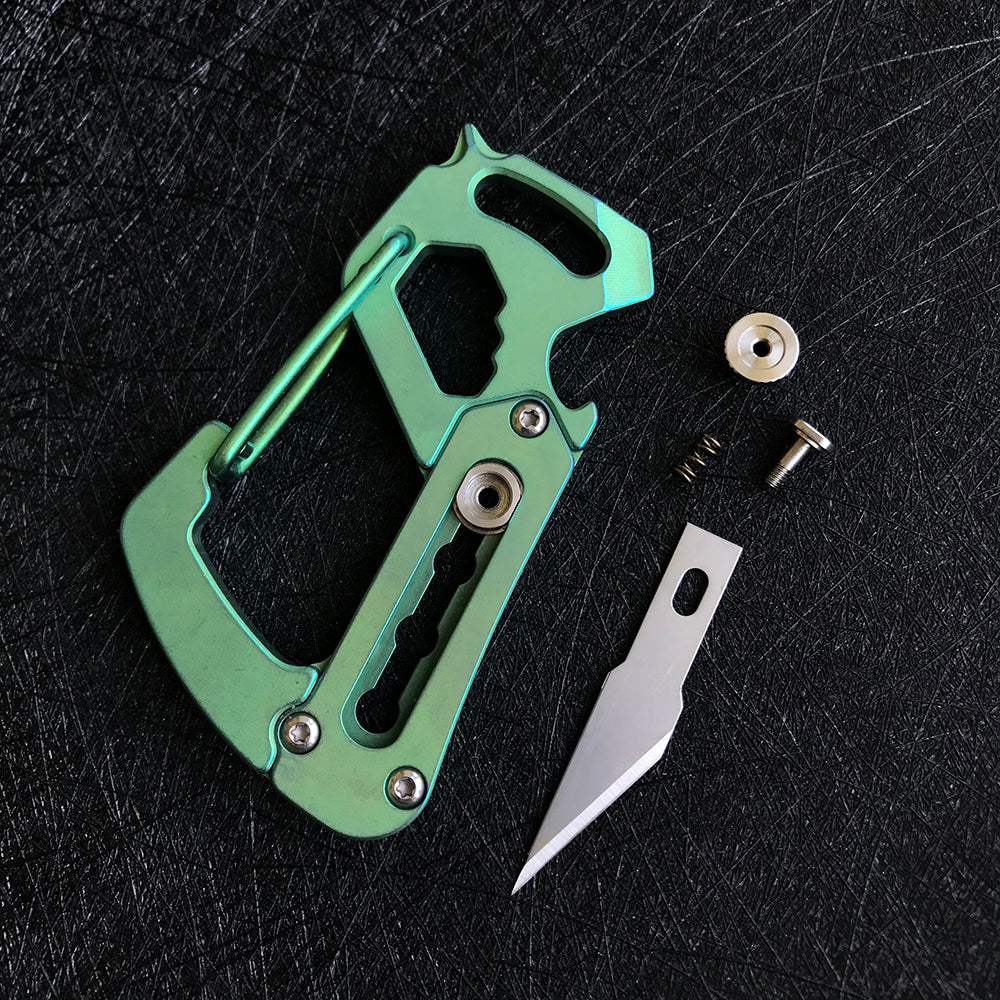 Tacray Multifunctional Titanium Keychain Lanyard EDC with Pocket Knife