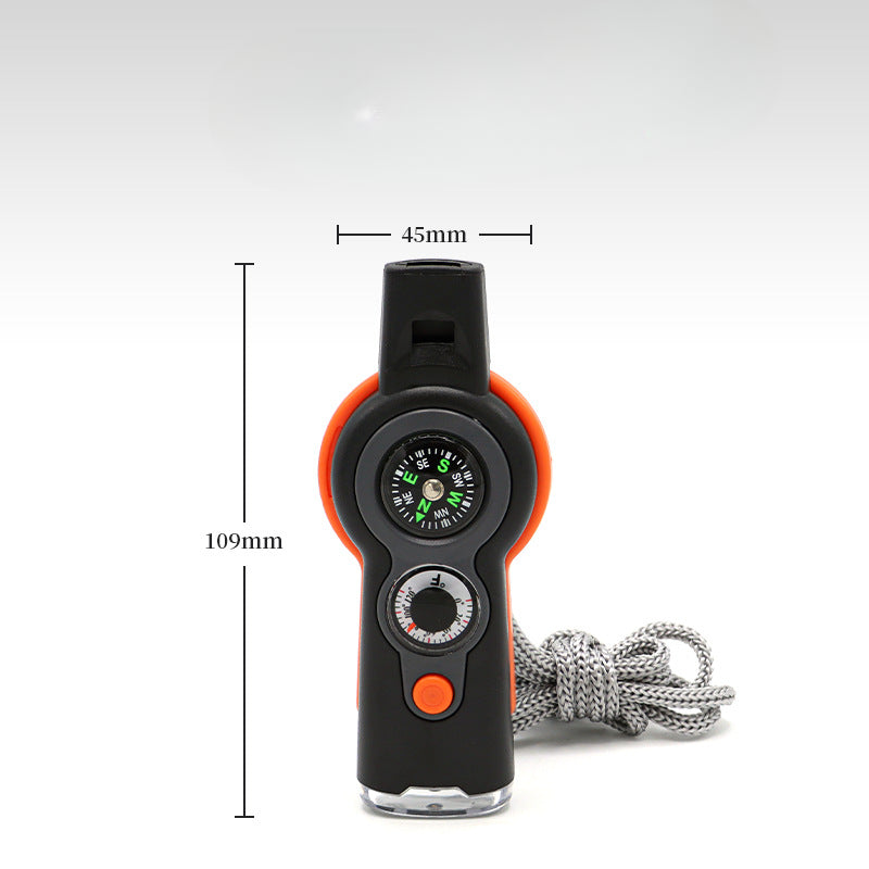 7in1 MultiWhistle Outdoor Survival Compass Thermometer LED