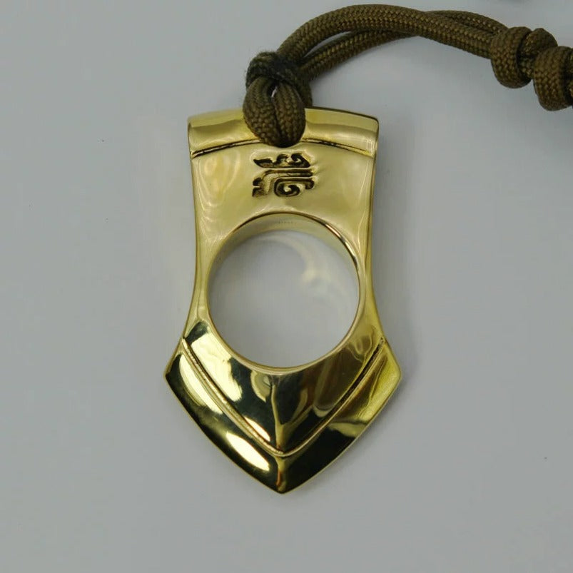Glossy Brass One Finger Knuckles Keychain EDC Pendant