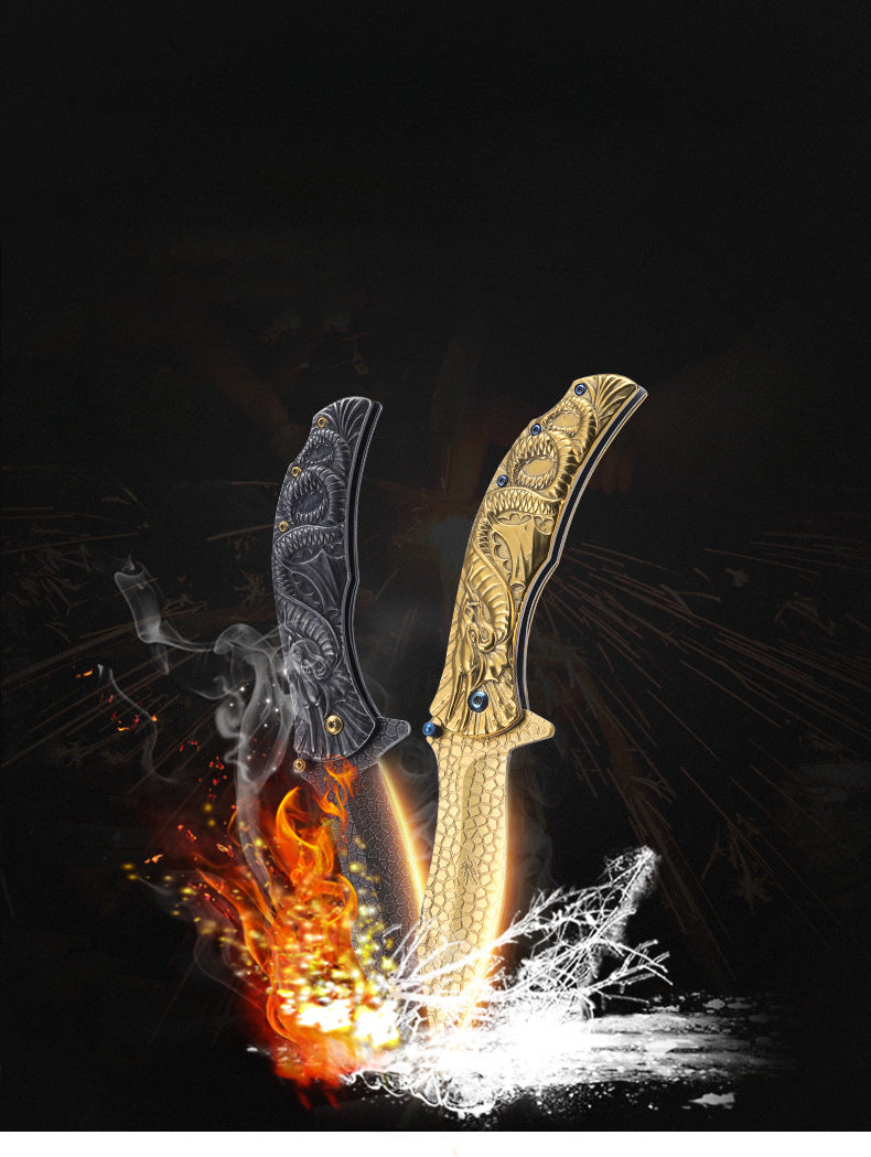 Dark Dragon Stainless Steel Folding Knife Portable Defense EDC