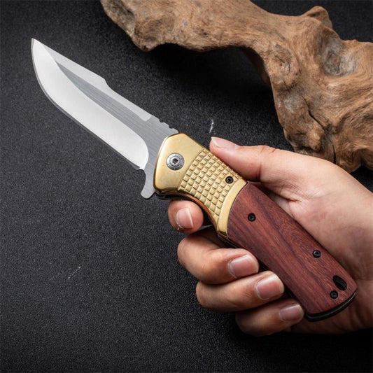 Wilderness Defense Wooden Handle Folding Knife
