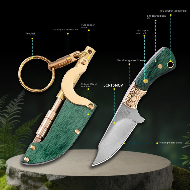 Self Sheath Mini Straight Knife Keychain Outdoor Safety-defend