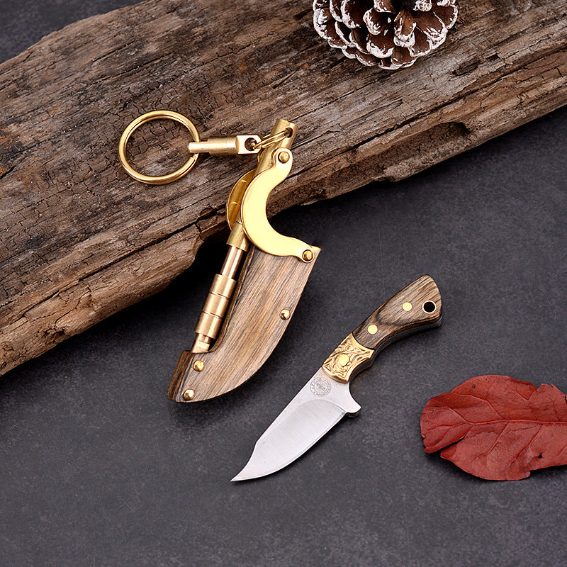 Self Sheath Mini Straight Knife Keychain Outdoor Safety-defend
