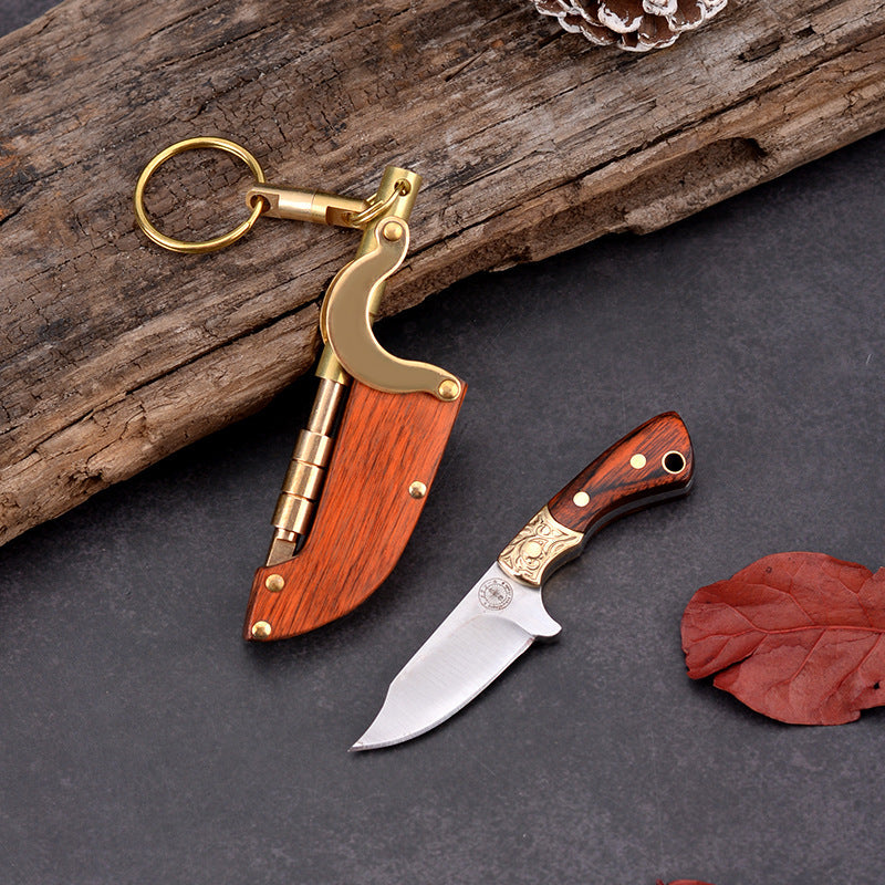 Self Sheath Mini Straight Knife Keychain Outdoor Safety-defend