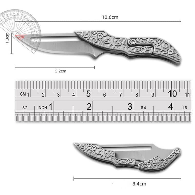 3D Carved Mini Sharp Folding Knife Self Defense Pocket Knives