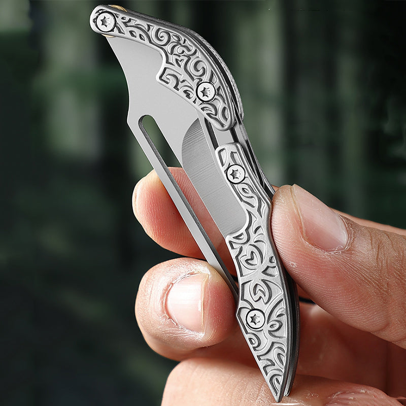 3D Carved Mini Sharp Folding Knife Self Defense Pocket Knives