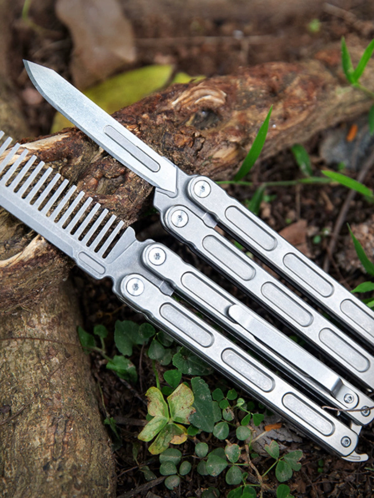 TC4 Outdoor Titanium Alloy Knife Butterfly Comb Bottle Opener EDC