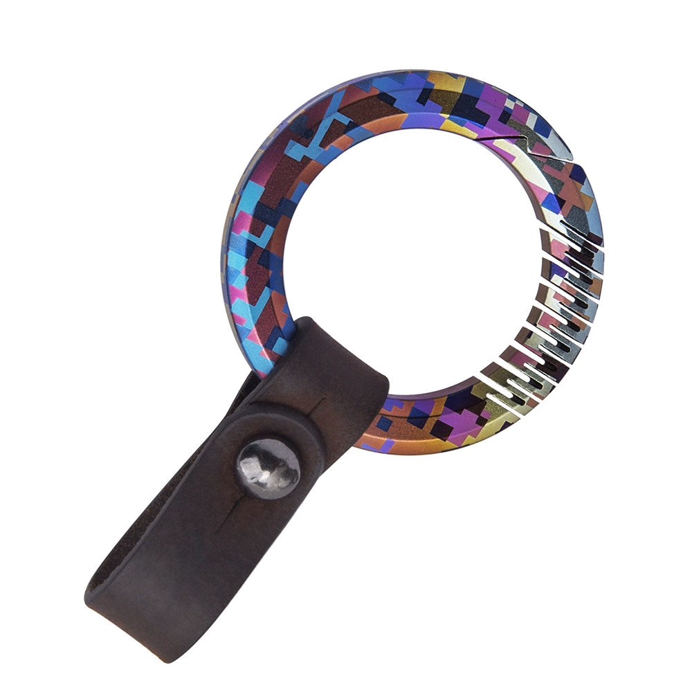 Titanium Alloy Mosaic Pattern Rainbow Color Round Keychain