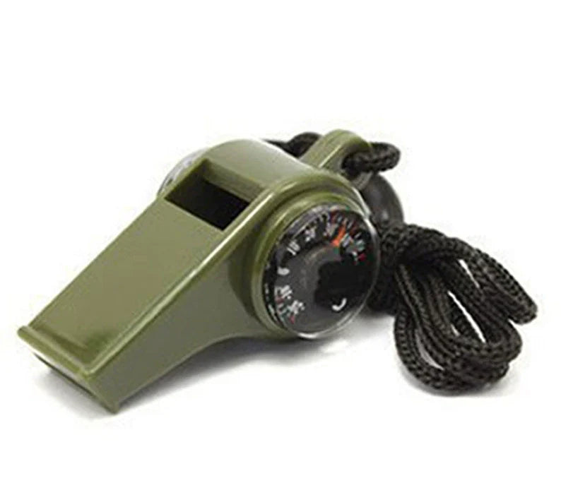Outdoor Essential Multifunctional Survival Whistle Compass Thermometer