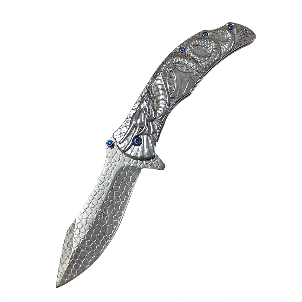 Dark Dragon Stainless Steel Folding Knife Portable Defense EDC