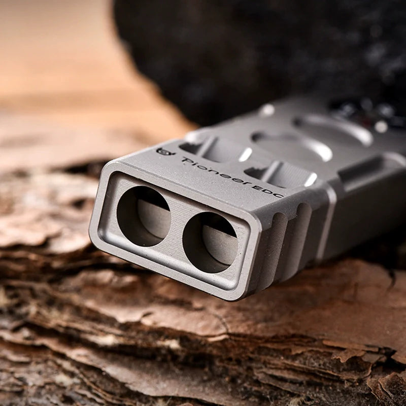 Titanium Compass Double Barrel Popping Whistle Outdoor Rescue EDC