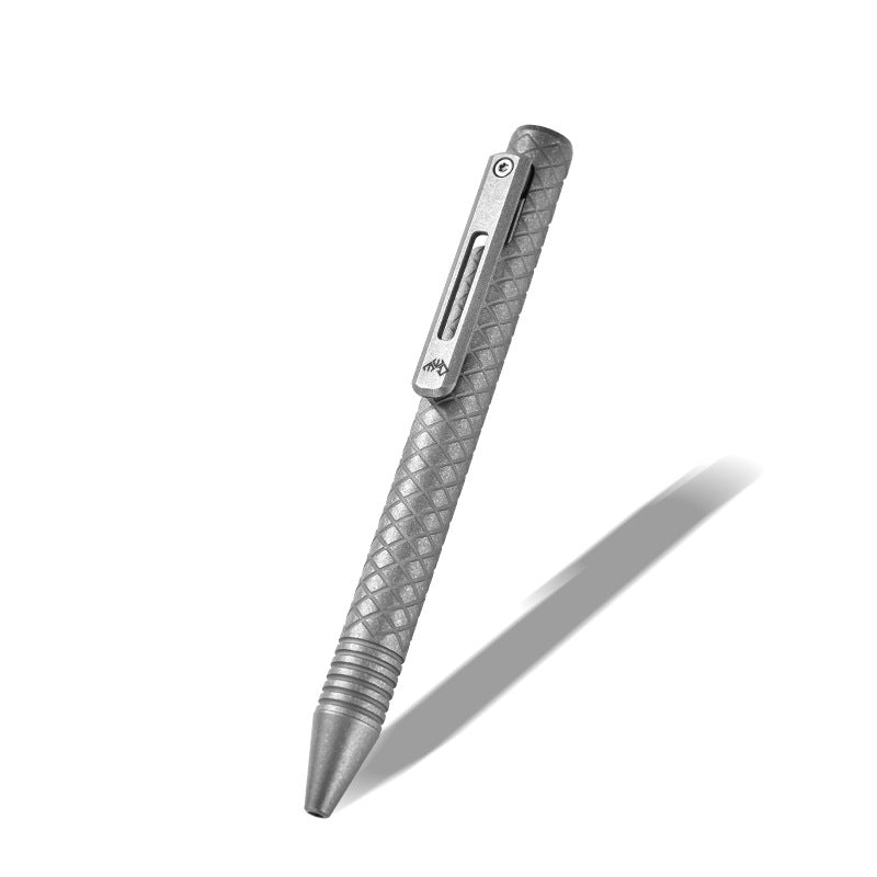 Titan Lattice Slider Bolt Structure Spring ColorShift Defense Pen