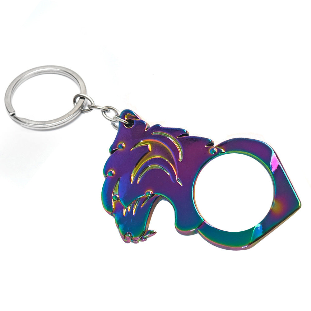 Multiple Colors Tiger Head One Finger Knuckle Key Ring Pendant