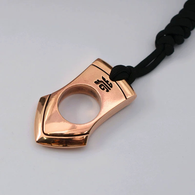 Glossy Brass One Finger Knuckles Keychain EDC Pendant