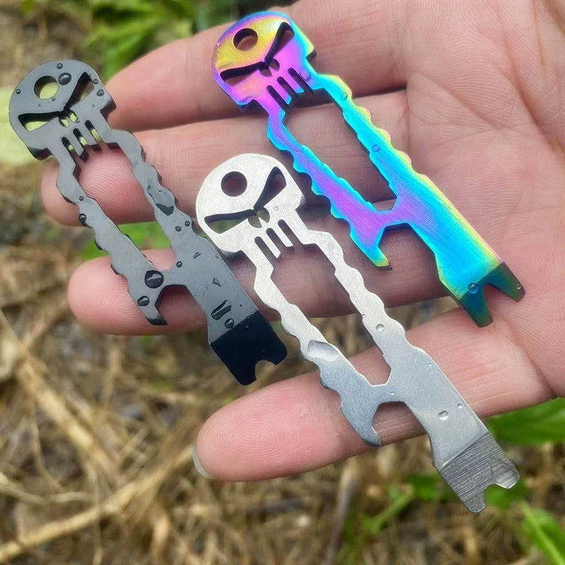 Skull Crowbar Hex Wrench Bottle Opener Multi-Tool Stainless Steel EDC