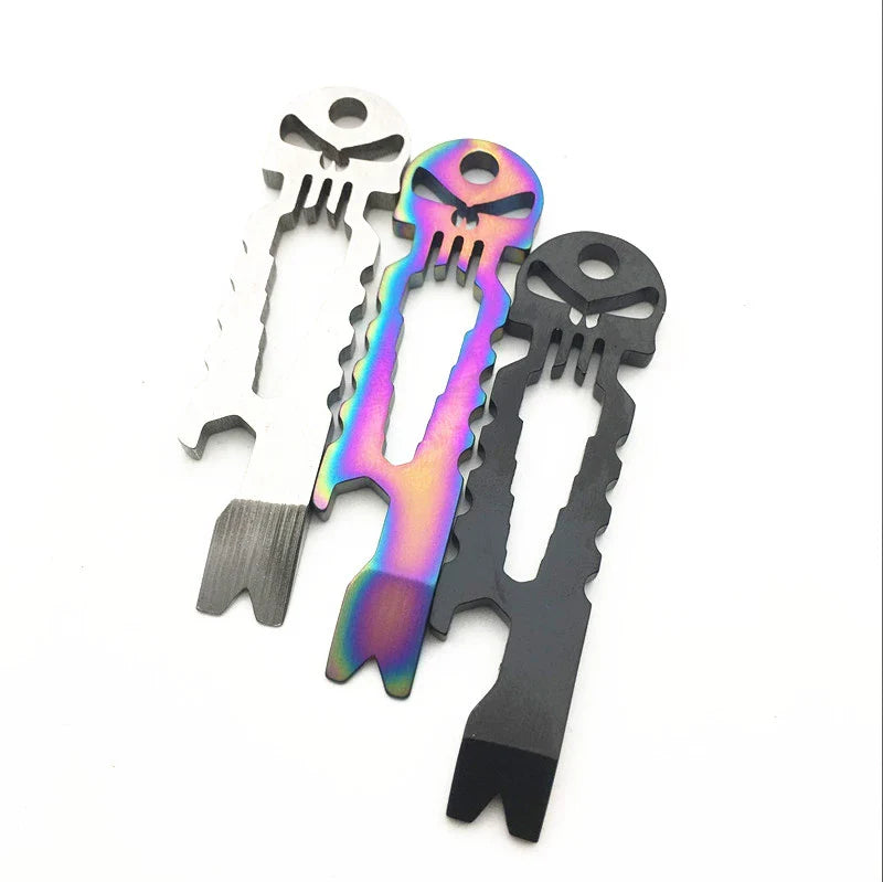 Skull Crowbar Hex Wrench Bottle Opener Multi-Tool Stainless Steel EDC