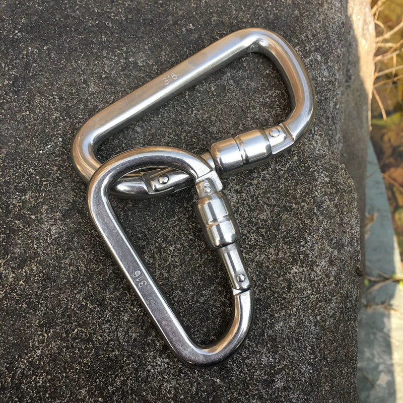 316 Stainless Steel GripLock D-Rig Heavy-Duty Climbing & Haulage Clip