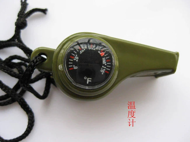 Outdoor Essential Multifunctional Survival Whistle Compass Thermometer