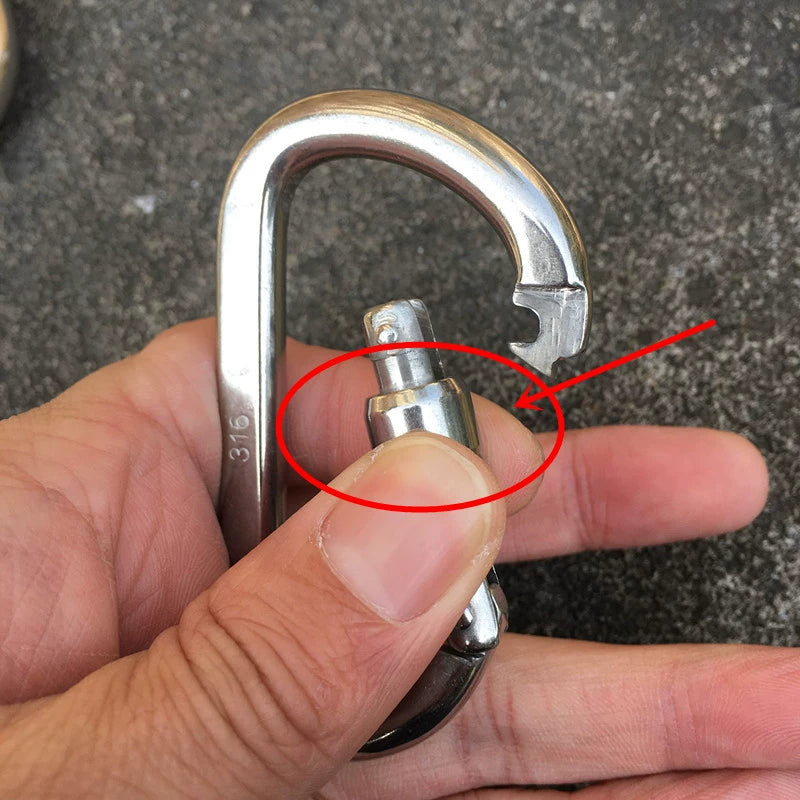 316 Stainless Steel GripLock D-Rig Heavy-Duty Climbing & Haulage Clip