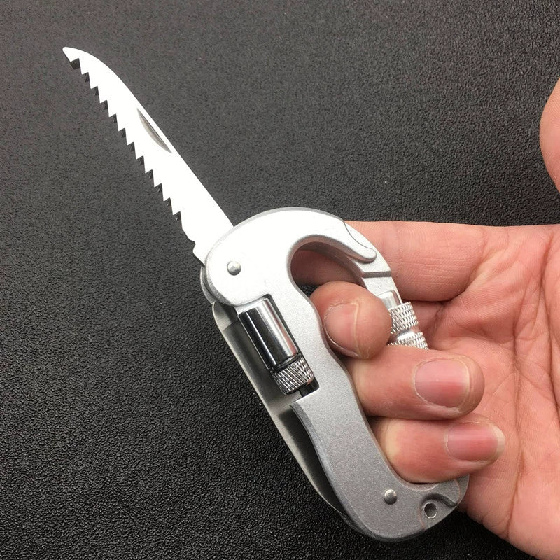 Multi-Function Knife D-Type Outdoor Safety Lock with LED Light