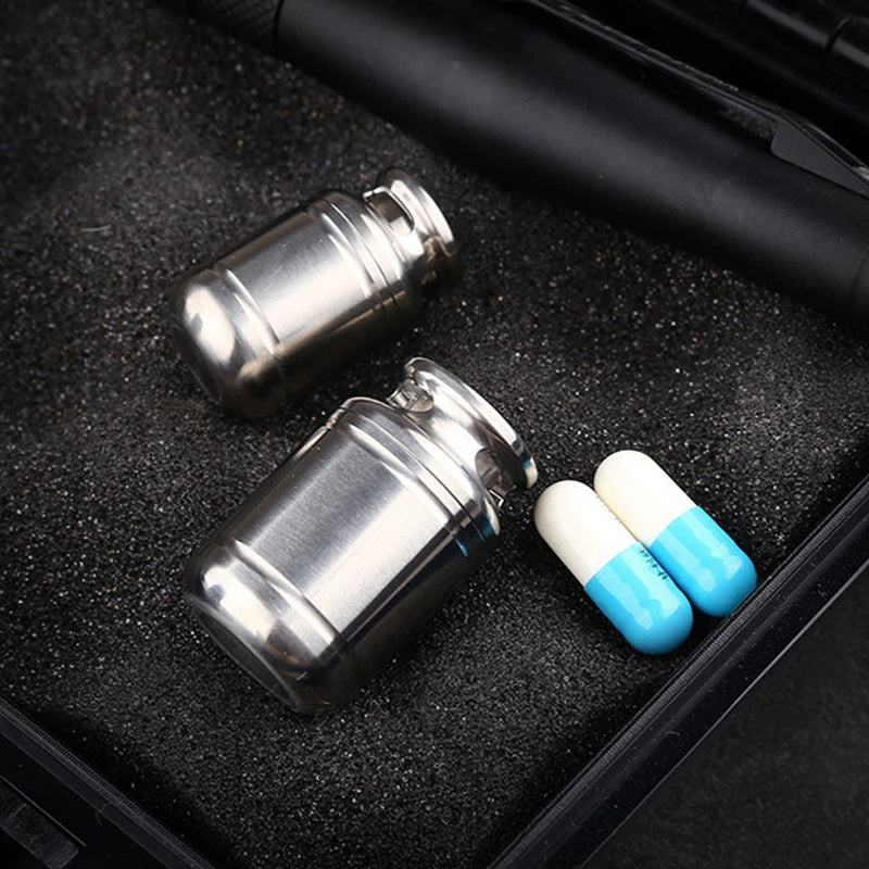 Titanium Alloy Waterproof Bin Outdoor First Aid Pill Bottle EDC