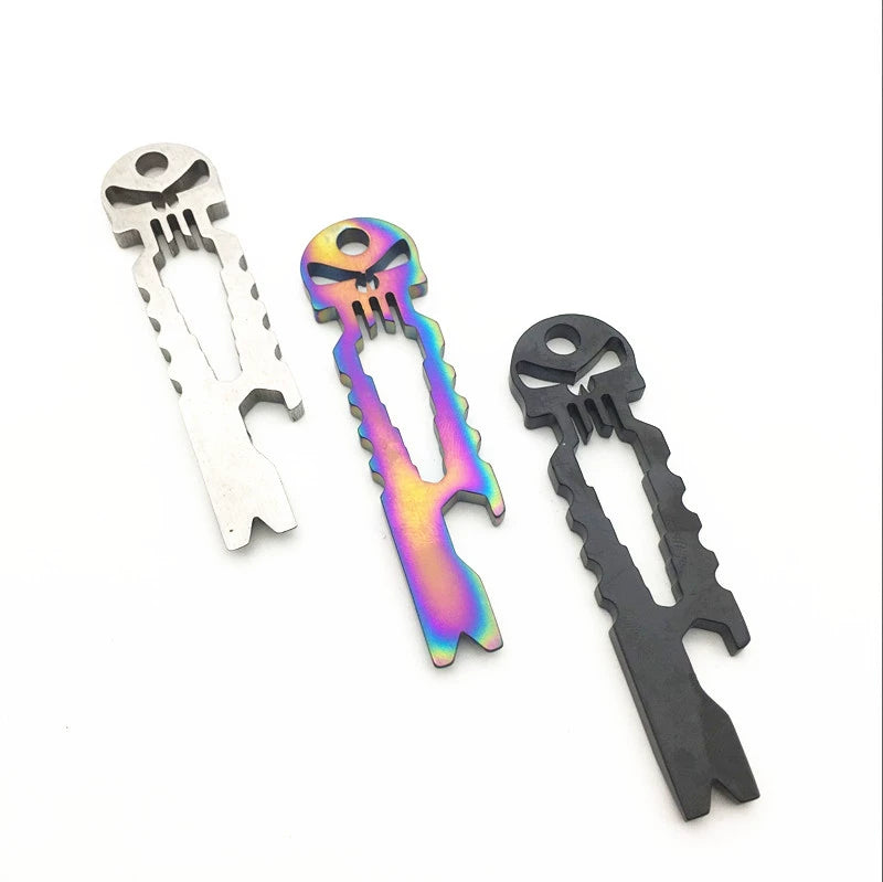 Skull Crowbar Hex Wrench Bottle Opener Multi-Tool Stainless Steel EDC