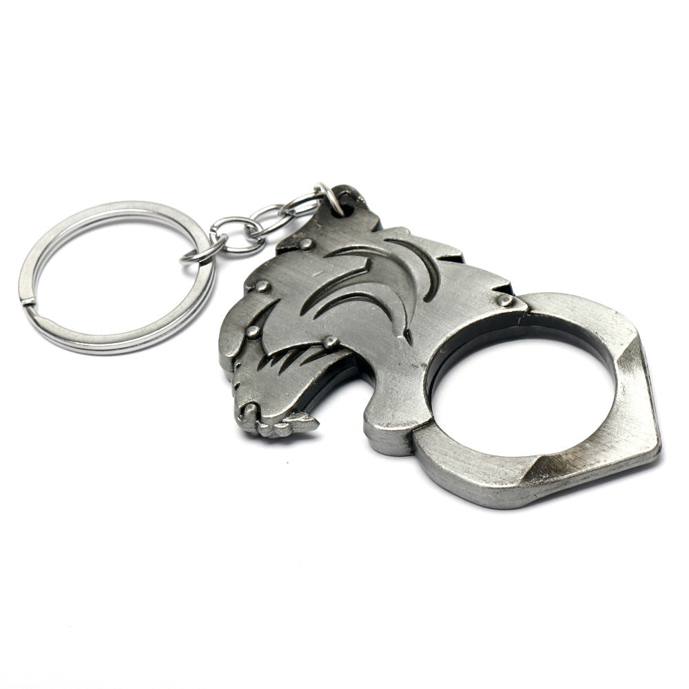 Multiple Colors Tiger Head One Finger Knuckle Key Ring Pendant