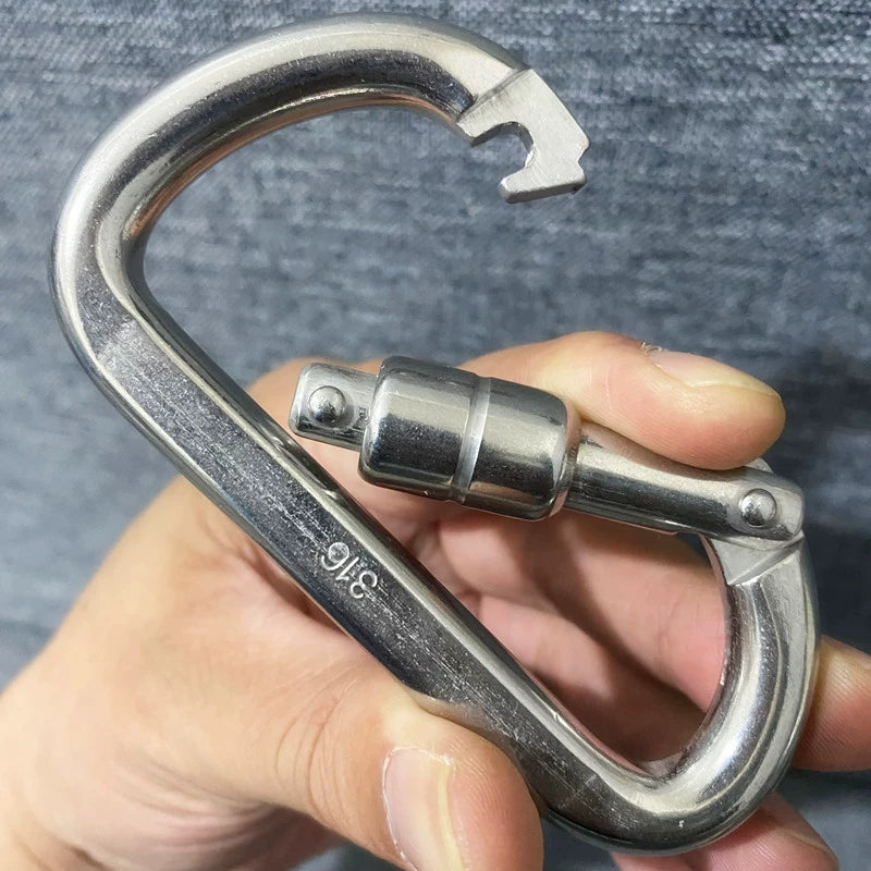 316 Stainless Steel GripLock D-Rig Heavy-Duty Climbing & Haulage Clip