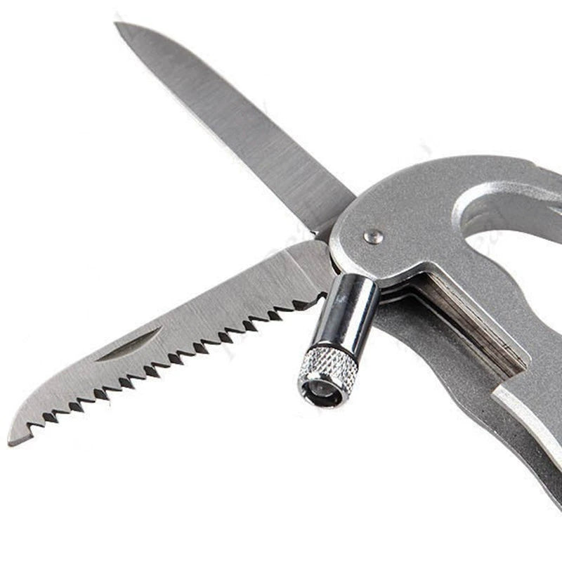 Multi-Function Knife D-Type Outdoor Safety Lock with LED Light