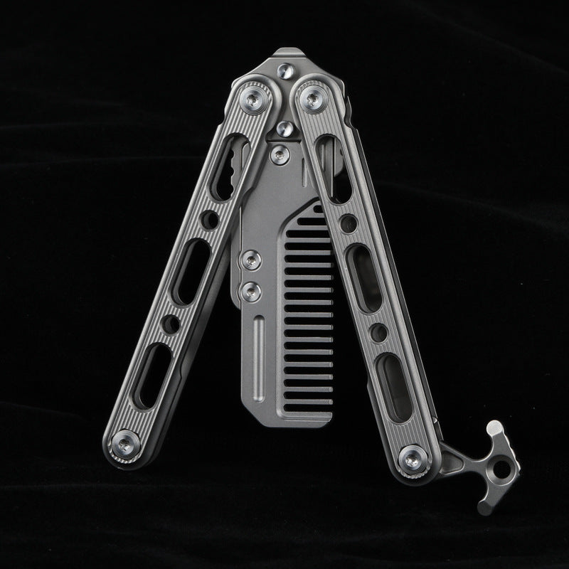 Titanium Folding Knife or Butterfly Comb Practice Tool