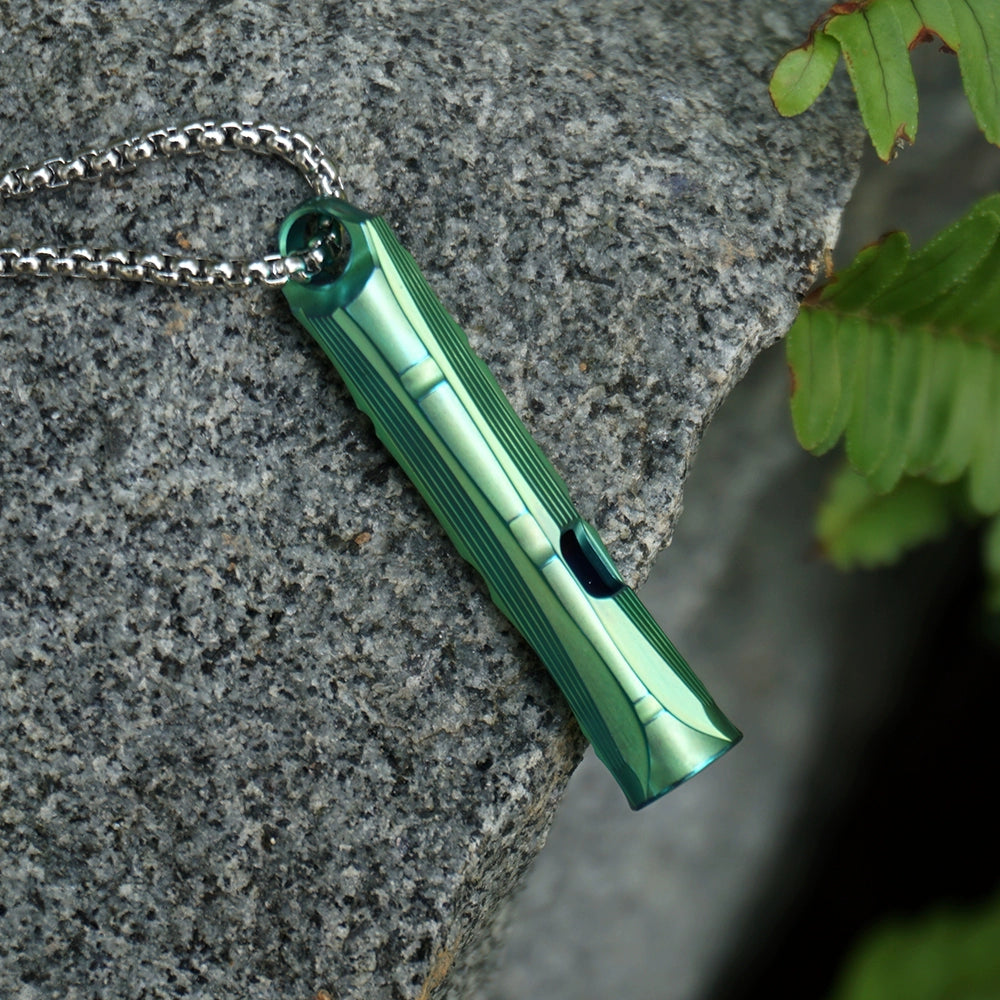 Green Bamboo Titanium Alloy Single Tube Whistle Camping Survival Whistle
