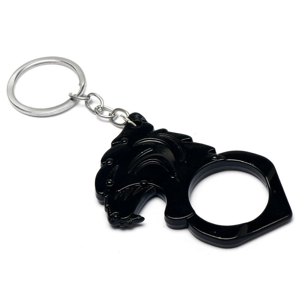 Multiple Colors Tiger Head One Finger Knuckle Key Ring Pendant