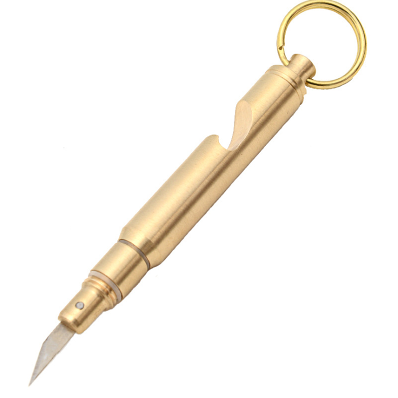 Brass Mini Hidden Sharp Edge Blade Knife Broken Window Bottle Opener