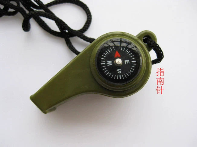 Outdoor Essential Multifunctional Survival Whistle Compass Thermometer