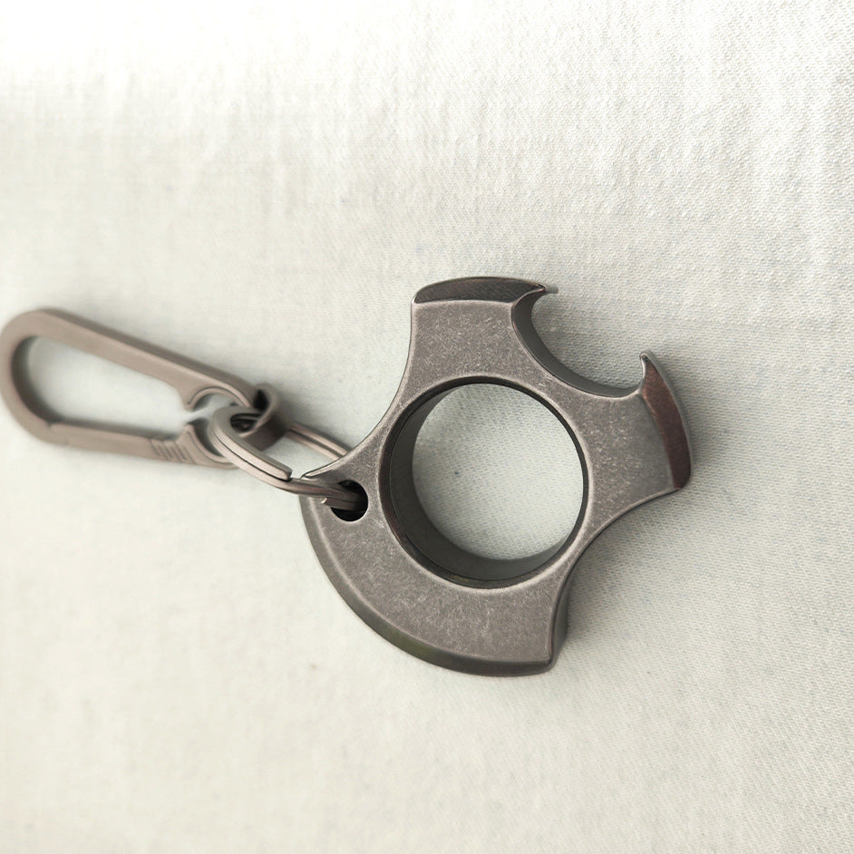 Titanium Single Finger Knuckle Keychain Broken Window Defense