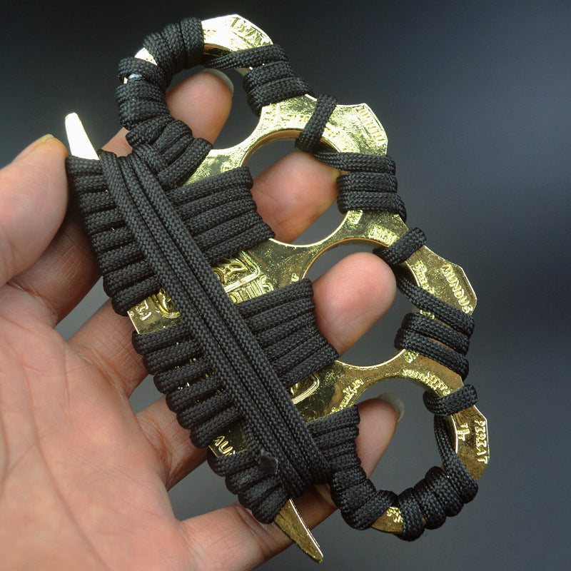 Warrior-With Rope Thickened Brass Knuckle Duster Self Defense
